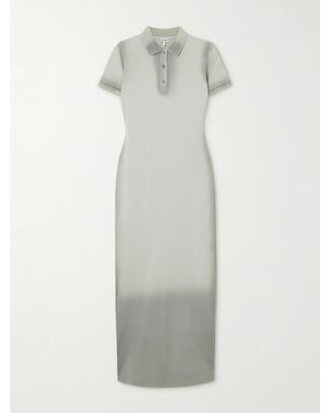 Loewe Ombré Cotton-Blend Piqué Polo Midi Dress - White