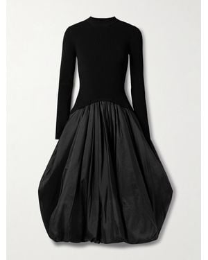Jonathan Simkhai Kenlie Ribbed-Knit And Taffeta Midi Dress - Black