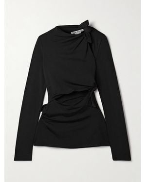 Acne Studios Cutout Knotted Ruched Stretch-Jersey Top - Black
