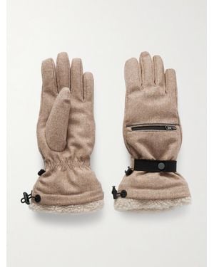 Brunello Cucinelli Shearling-Lined Wool Gloves - Natural