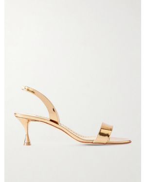 Manolo Blahnik Cupisanpla 50 Metallic Leather Slingback Sandals - Natural