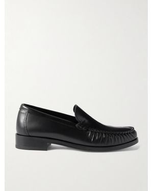 LEGRES 67 Ruched Leather Loafers - Black