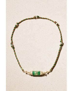Marie Lichtenberg Baby Locket Kette Mit Kordel, Emaille, Diamanten, Perlen Und Details Aus 14 Karat - Natur