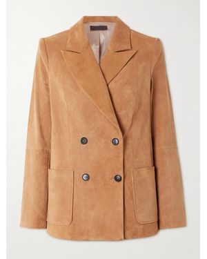 Stouls Jones Double-Breasted Suede Blazer - Brown