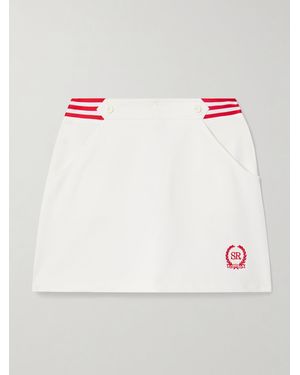 Sporty & Rich Kelly Striped Embroidered Stretch-Twill Mini Skirt - Pink