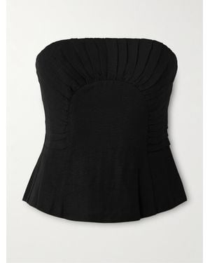 Aje. Otta Trägerloses Bustier Aus Einer Leinenmischung Mit Falten - Schwarz