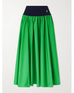 Polo Ralph Lauren Ribbed Cotton-Poplin Maxi Skirt - Green