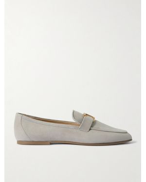 Tod's Embellished Nubuck Loafers - White