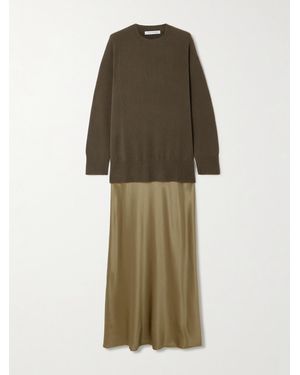 Christopher Esber Monument Cashmere And Silk-Satin Maxi Dress - Green