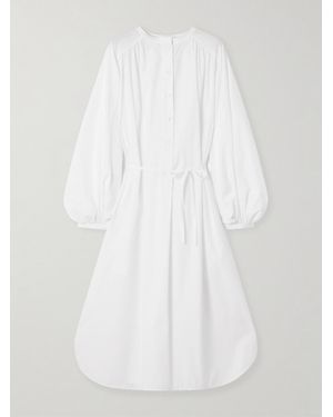 Loulou de Saison Vitti Oversized Belted Cotton-Poplin Midi Dress - White