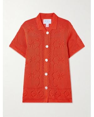 Calle Del Mar Pointelle-Knit Shirt - Red