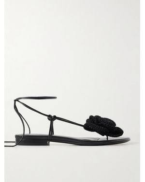 Magda Butrym Crocheted Cotton-Blend And Leather Sandals - Black