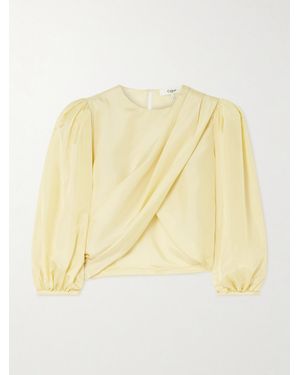 Chloé Draped Wrap-Effect Cropped Silk-Satin Blouse - Metallic