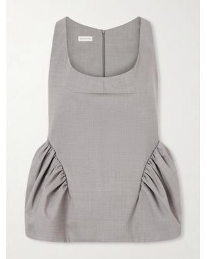 Dries Van Noten Caylo Crepe Peplum Top - Grey