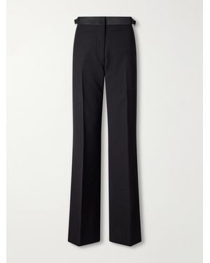 Wales Bonner Gallery Satin-Trimmed Wool-Twill Flared Pants - Blue
