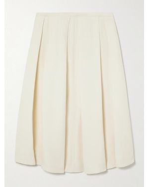 TOTEME Pleated Wool And Silk-Blend Midi Skirt - Natural