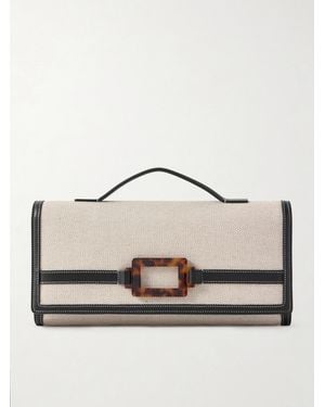 Roger Vivier Belle Vivier Buckled Canvas Clutch - White