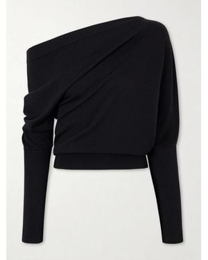 Tom Ford Off-The-Shoulder Wool And Silk-Blend Top - Black