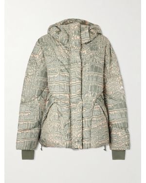 adidas By Stella McCartney Hooded Padded Quilted Printed Recycled-Shell Jacket - Green
