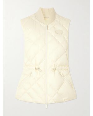 Burberry Appliquéd Leather-Trimmed Padded Quilted Shell Down Vest - Natural