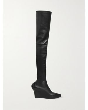 Givenchy Leather Over-The-Knee Wedge Boots - Black