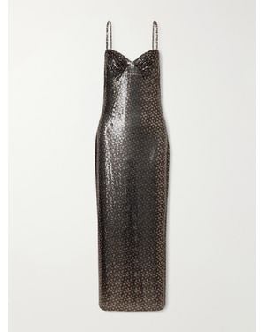 Rabanne Floral-Printed Chainmail Gown - White