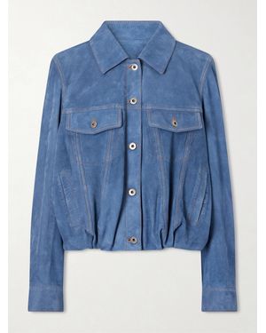 Loewe Gathered Suede Jacket - Blue