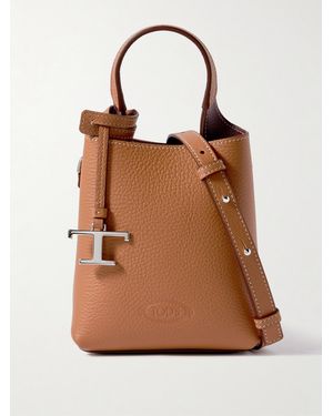 Tod's Micro Textured-Leather Shoulder Bag - Braun