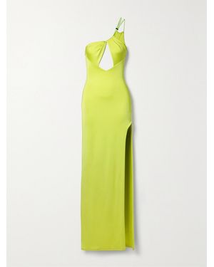 Et Ochs Net Sustain One-Shoulder Cutout Stretch-Jersey Gown - Green