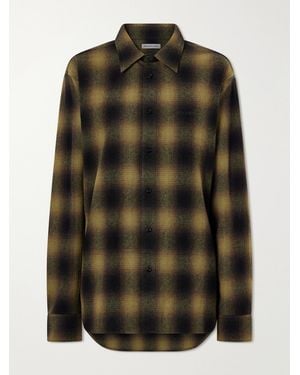 Balenciaga Checked Wool-Blend Shirt - Green