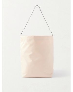 Valesque Bucket Leather-Trimmed Nylon-Satin Tote - Natural