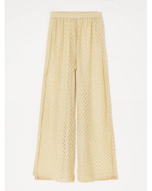 Missoni Mare Metallic Crochet-Knit Wide-Leg Pants - Natural