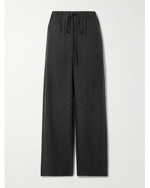 Gucci Hose Mit Geradem Bein Aus Seiden-Jacquard Mit Paspeln Aus Satin - Schwarz
