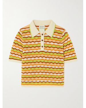 Escvdo Mullu Striped Cotton Polo Shirt - Metallic