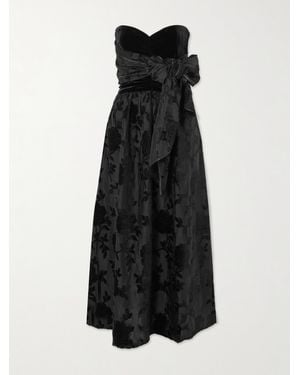 Loretta Caponi Desideria Trägerloses Midikleid Aus Satin Mit Fil Coupé Und Samt - Schwarz