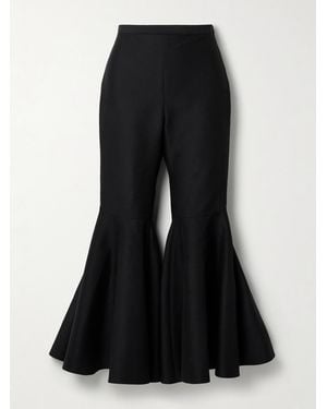 Salon 1884 Catullo Cropped Cotton And Silk-Blend Flared Trousers - Black