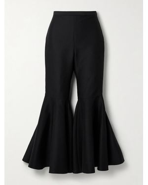 Salon 1884 Catullo Cropped Cotton And Silk-Blend Flared Pants - Black