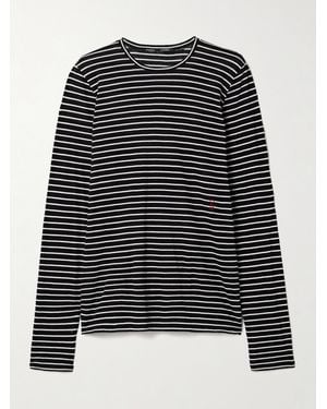 Proenza Schouler Mia Striped Cotton And Linen-Blend T-Shirt - Black