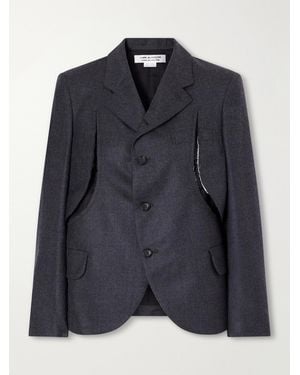 Comme des Garçons Cut-Out Wool-Gabardine Blazer - Blue