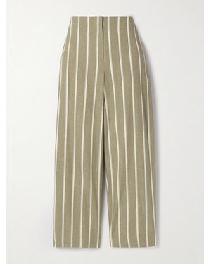 Faithfull the Brand Pantalon En Coton Et Lin Mélangés À Rayures Maeve - Vert