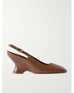 Dries Van Noten Leather Slingback Court Shoes - Brown