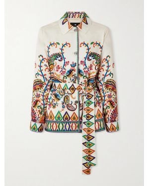 Etro Safari Belted Paisley-Print Satin-Twill Jacket - Weiß