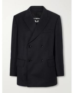 Junya Watanabe Pinstriped Wool-Blend Double-Breasted Blazer - Black