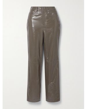 REMAIN Birger Christensen Lynn Leather Straight-Leg Pants - Gray