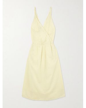 Deiji Studios Crossed Wrap-Effect Striped Organic Cotton Midi Dress - Yellow