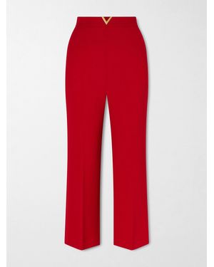 Valentino Garavani Embellished Wool Straight-Leg Trousers - Red