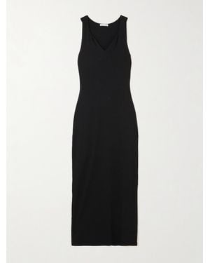 Skin Nia Twisted Ribbed Pima Cotton And Modal-Blend Jersey Midi Dress - Black