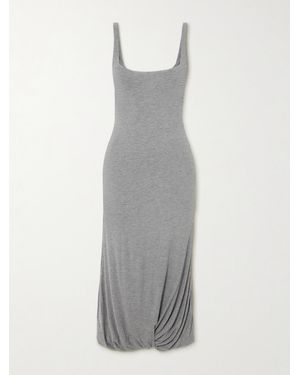16Arlington Sidd Gathered Jersey Midi Dress - Grey