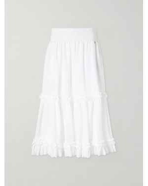 Balmain Ruffled Poplin Maxi Skirt - White