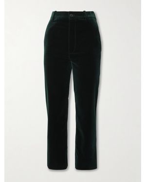 Saint Laurent Verkürzte Hose Mit Schmalem Bein Aus Baumwollsamt - Schwarz